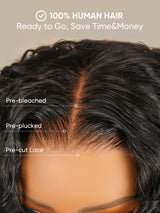 Curly Human Hair Wig 13X6 Ready to Wear Glueless Wigs Human Hair HD Lace Frontal Wigs 14Inch 180 Density Virgin Human Hair Pre Plucked Pre Cut Bleached Knots for Women