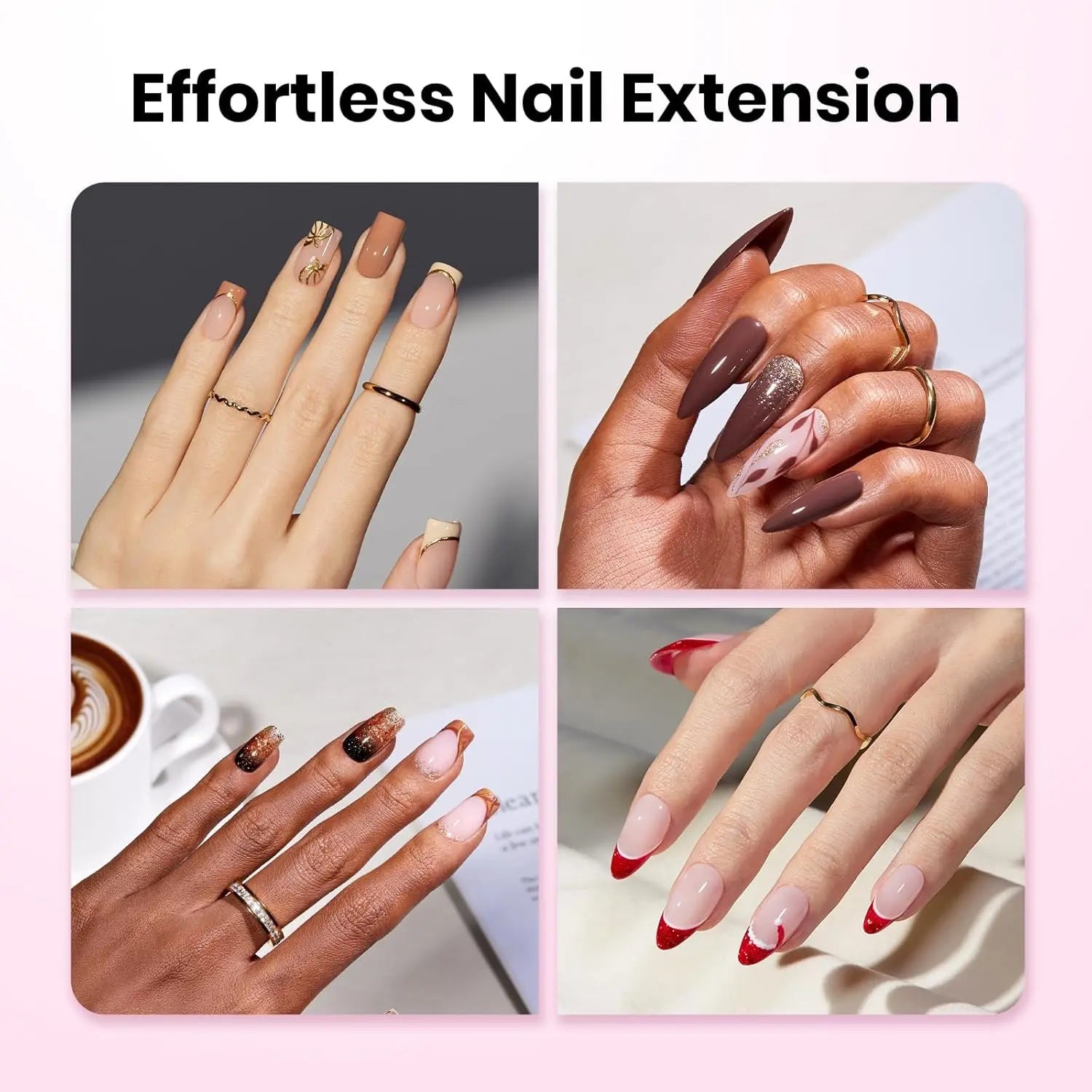 Beetles Tipex Lite Apex Nail Tips, 96/160/256/512PCS Pre-Etched Acrylic Nail Tips for Flat Nails & C-Curve Nail Beds, XS/S/M/L/XL Stiletto, Square, Almond & Coffin Nail Tips