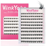 Self Adhesive Natural Lash Clusters-Fishtail Styles, Winkyoko No Glue Beginner Friendly Lashes, C Curl Diy Lash Extension, 8-14Mm Mixed Length Individval Natural-Look Eyelash Extension, Pre-Glued Long Lasting Lightweight Wispy Cat Eye Look No Glue Needed