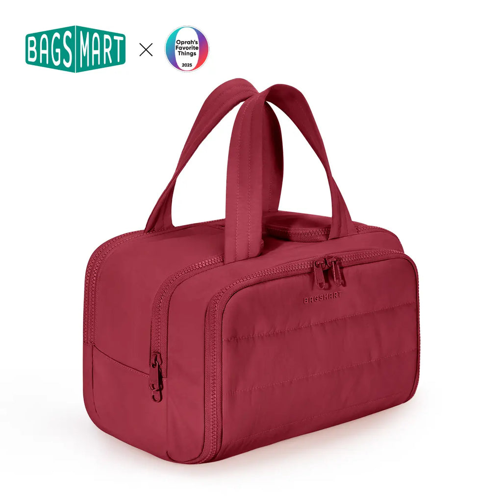 BAGSMART Crush 4-In-1 Puffy Multi-Functional Travel Toiletry Bag for Women Large Capacity Organizer with Handle for Accessories Essentials Toiletries Makeup Organizer Storage Bag Brush Pouch Travel Essentials Tiktokshopsummersale