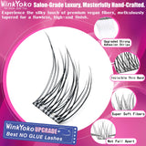 Self Adhesive Natural Lash Clusters-Fishtail Styles, Winkyoko No Glue Beginner Friendly Lashes, C Curl Diy Lash Extension, 8-14Mm Mixed Length Individval Natural-Look Eyelash Extension, Pre-Glued Long Lasting Lightweight Wispy Cat Eye Look No Glue Needed