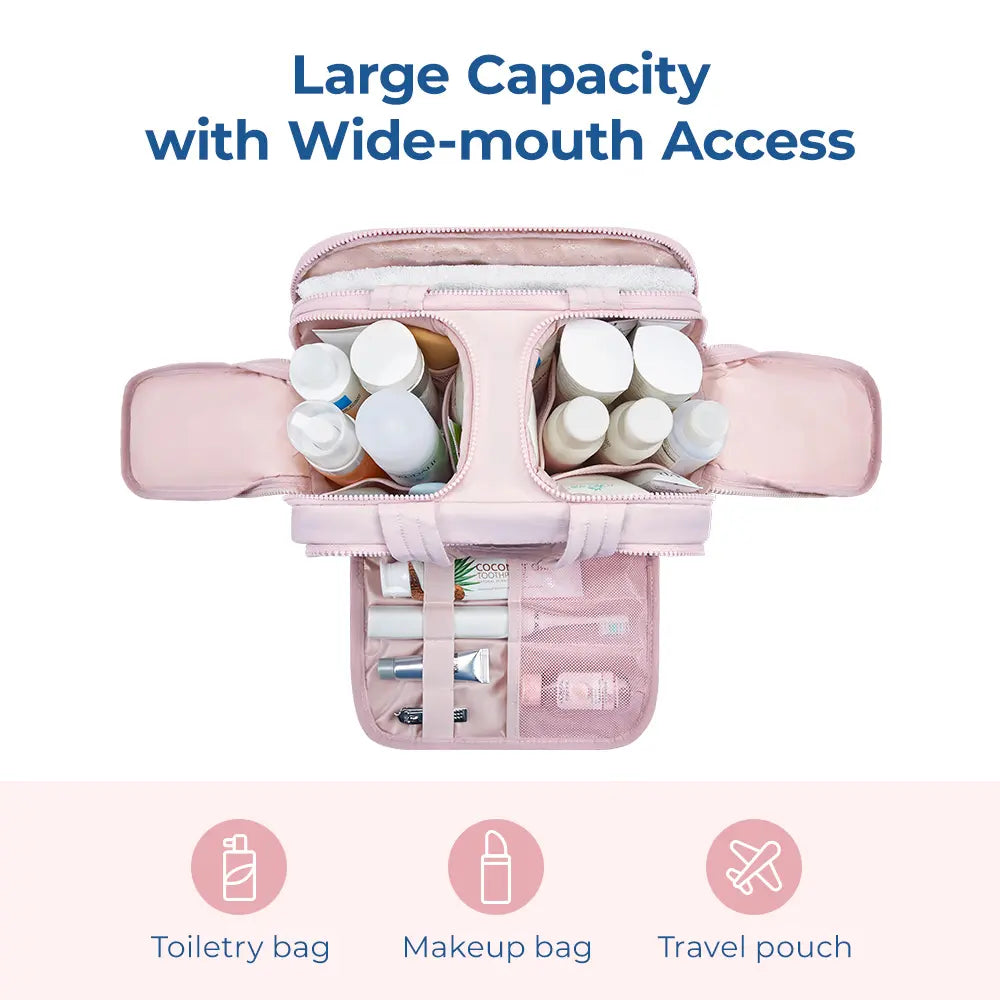 BAGSMART Crush 4-In-1 Puffy Multi-Functional Travel Toiletry Bag for Women Large Capacity Organizer with Handle for Accessories Essentials Toiletries Makeup Organizer Storage Bag Brush Pouch Travel Essentials Tiktokshopsummersale