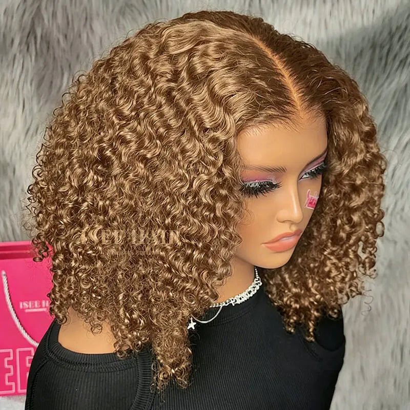 【NEW】ISEE HAIR Honey Brown Kinky Curly Wig – 9X6 M-Cap Wear & Go Glueless Human Hair Wig with Invisifit Strap,Pre-Cut Lace & Pre-Plucked Hairline Beginner Friendly Natural Volume Curly Lace Front Wig Summer Hairstyles#Summerwins #Dealsforyoudays