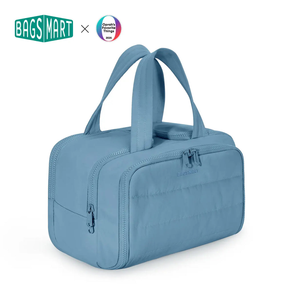 BAGSMART Crush 4-In-1 Puffy Multi-Functional Travel Toiletry Bag for Women Large Capacity Organizer with Handle for Accessories Essentials Toiletries Makeup Organizer Storage Bag Brush Pouch Travel Essentials Tiktokshopsummersale