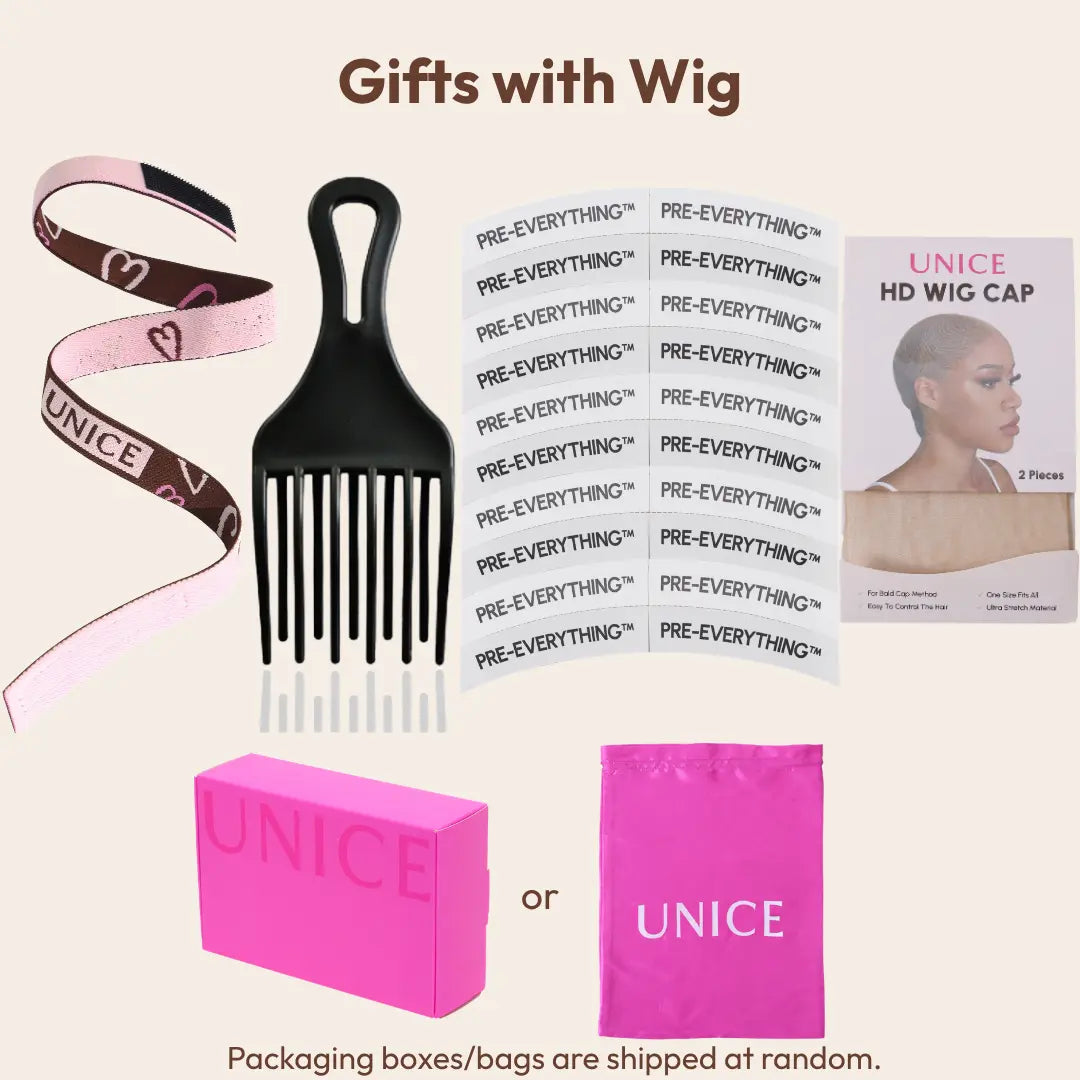 Unice 250% Density Reddish Brown Fluffy Afro Kinky Curly with Layered Finger Coil Ends Glueless 7X5 HD Lace Closure Human Hair Wigs No Slip Beginner-Friendly Natural Looking Summer Wig Super Brand Day