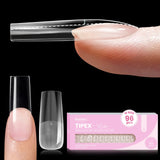 Beetles Tipex Lite Apex Nail Tips, 96/160/256/512PCS Pre-Etched Acrylic Nail Tips for Flat Nails & C-Curve Nail Beds, XS/S/M/L/XL Stiletto, Square, Almond & Coffin Nail Tips