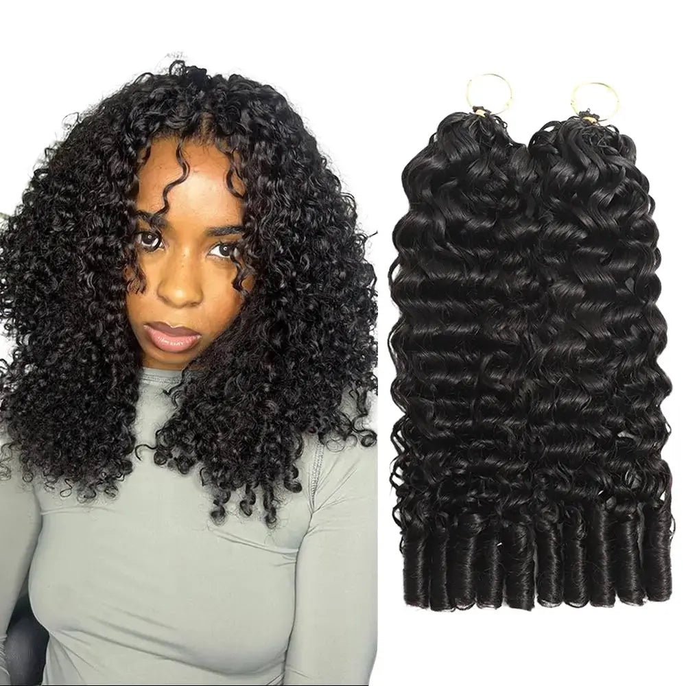 New 2026 Ramiss Burmese Curly Crochet Human Hair Pre-Separated 50G/Pack Time-Saving, 40 Strands/Pack Mircale Knots Hot Braids,4-5 Packs for Full Head Protective Styles Light Weight No Tension Reusable Feather Crochet Extension #Summerwins #Dealsforyoudays