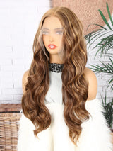 Lehanhair 24 Inch Long Body Wave Wig for Women, Gorgeous Fluffy No-Bangs Synthetic Hair Wigs Heat Resistant 13X6 Lace Front Wig for Daily Wear Wig and Parties, Glueless Wig, Fluffy Effortless Wig, Fashion Fluffy Wigs