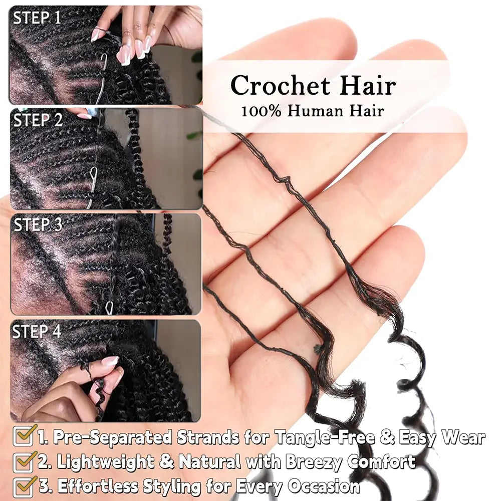 New 2026 Ramiss Burmese Curly Crochet Human Hair Pre-Separated 50G/Pack Time-Saving, 40 Strands/Pack Mircale Knots Hot Braids,4-5 Packs for Full Head Protective Styles Light Weight No Tension Reusable Feather Crochet Extension #Summerwins #Dealsforyoudays