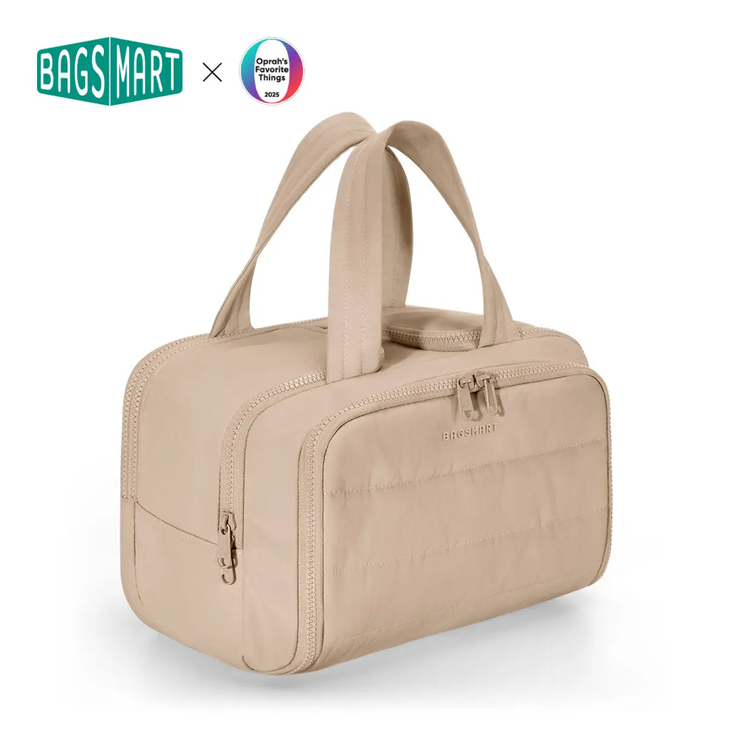BAGSMART Crush 4-In-1 Puffy Multi-Functional Travel Toiletry Bag for Women Large Capacity Organizer with Handle for Accessories Essentials Toiletries Makeup Organizer Storage Bag Brush Pouch Travel Essentials Tiktokshopsummersale