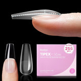 Beetles Tipex Lite Apex Nail Tips, 96/160/256/512PCS Pre-Etched Acrylic Nail Tips for Flat Nails & C-Curve Nail Beds, XS/S/M/L/XL Stiletto, Square, Almond & Coffin Nail Tips