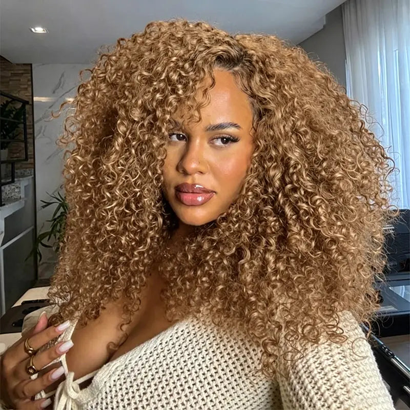【NEW】ISEE HAIR Honey Brown Kinky Curly Wig – 9X6 M-Cap Wear & Go Glueless Human Hair Wig with Invisifit Strap,Pre-Cut Lace & Pre-Plucked Hairline Beginner Friendly Natural Volume Curly Lace Front Wig Summer Hairstyles#Summerwins #Dealsforyoudays