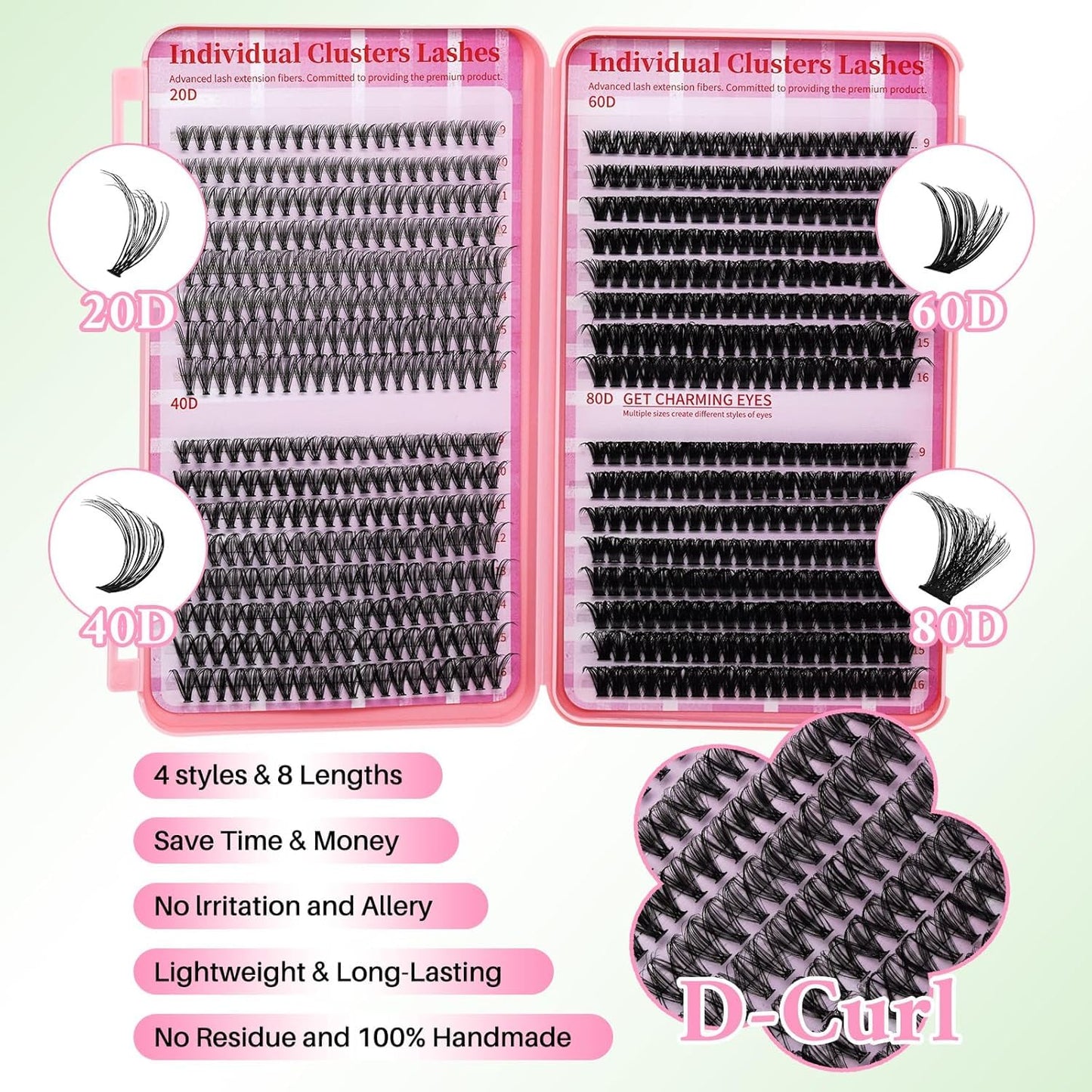 Lash Clusters Kit 640Pcs Eyelash Clusters Wispy Cluster Eyelash Extensions Pestañas Postizas Naturales Lash Extension Kit with Lash Bond&Seal,Lash Tweezers (Color-004)