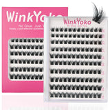 Self Adhesive Natural Lash Clusters-Fishtail Styles, Winkyoko No Glue Beginner Friendly Lashes, C Curl Diy Lash Extension, 8-14Mm Mixed Length Individval Natural-Look Eyelash Extension, Pre-Glued Long Lasting Lightweight Wispy Cat Eye Look No Glue Needed