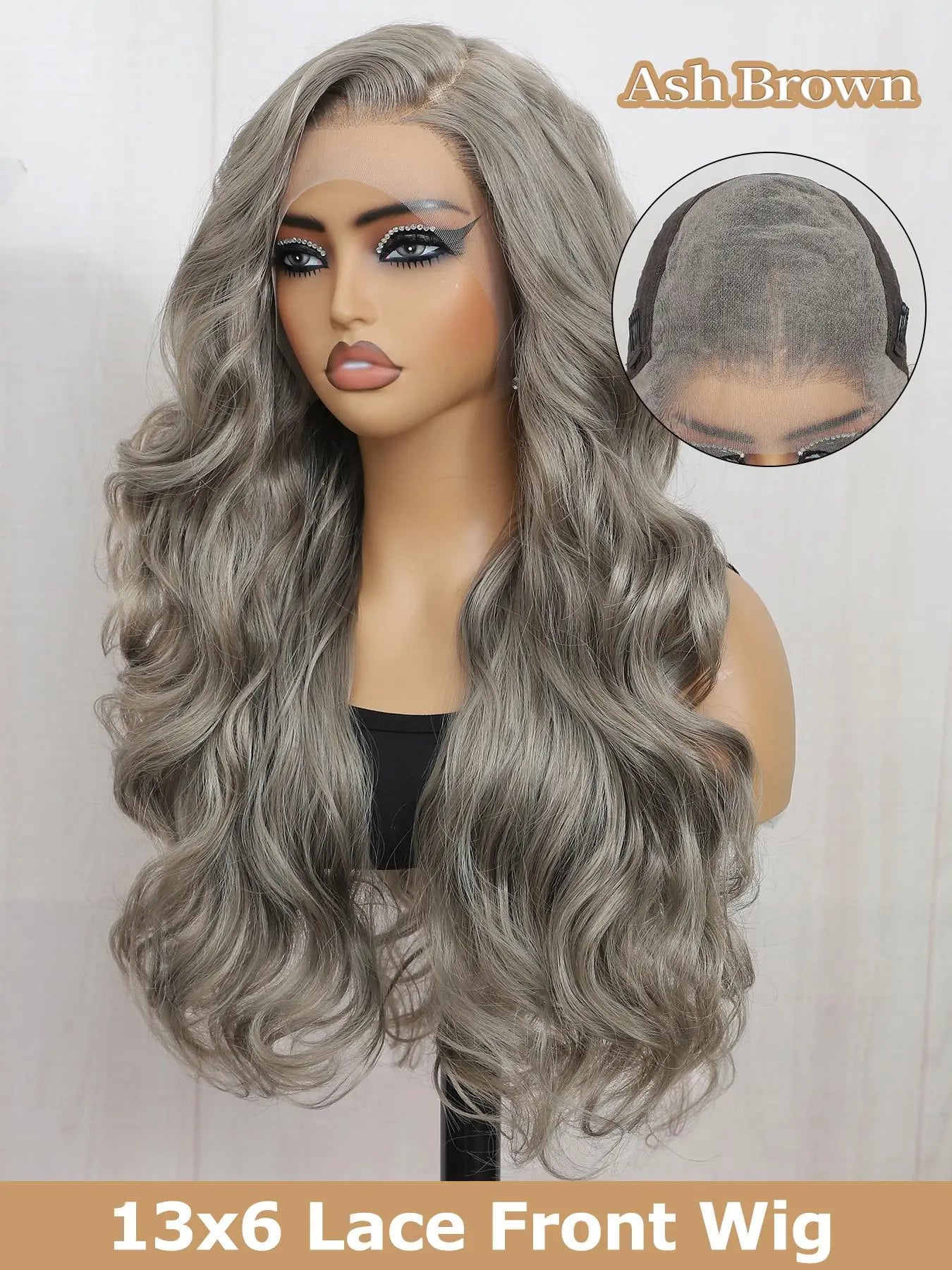 Lehanhair 24 Inch Long Body Wave Wig for Women, Gorgeous Fluffy No-Bangs Synthetic Hair Wigs Heat Resistant 13X6 Lace Front Wig for Daily Wear Wig and Parties, Glueless Wig, Fluffy Effortless Wig, Fashion Fluffy Wigs