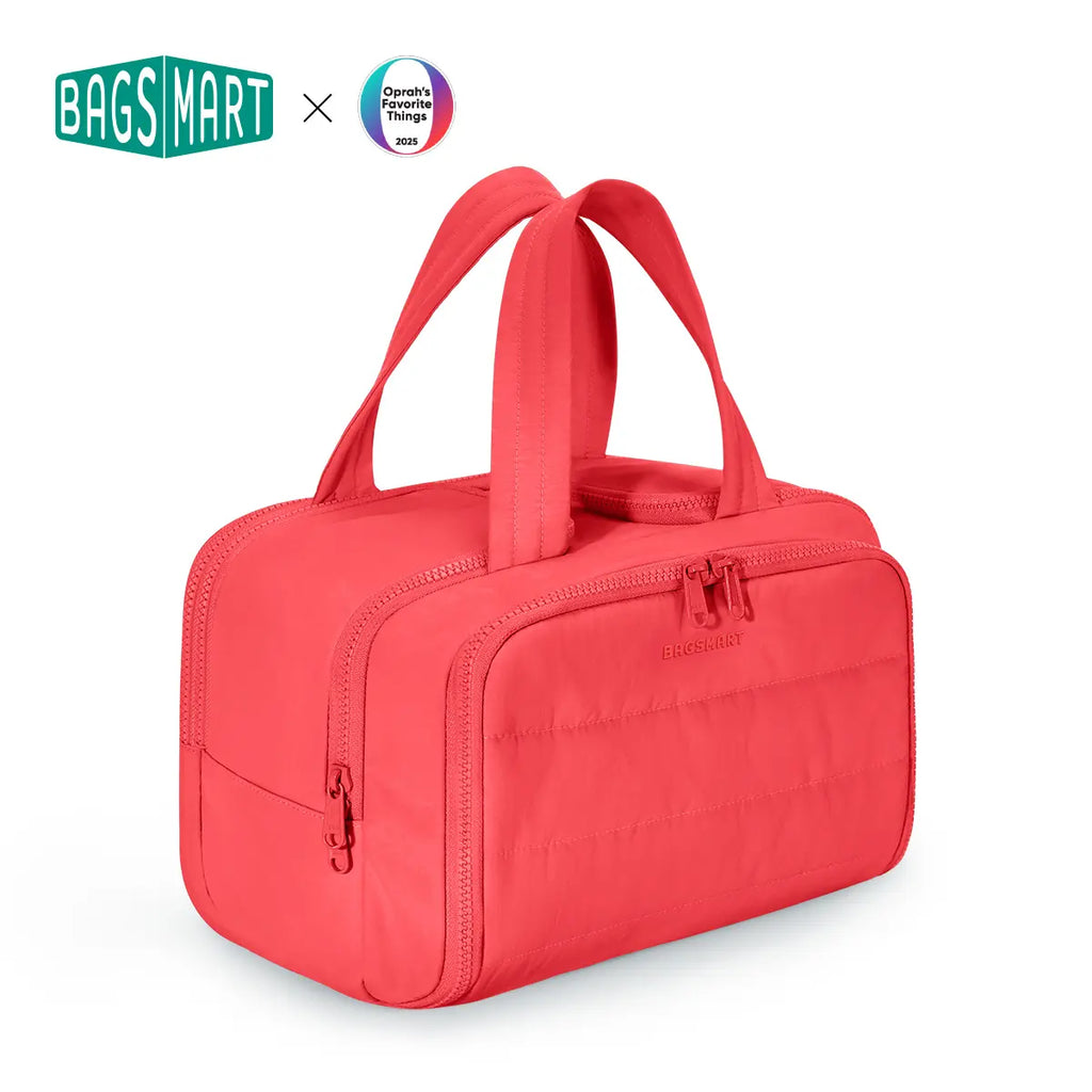BAGSMART Crush 4-In-1 Puffy Multi-Functional Travel Toiletry Bag for Women Large Capacity Organizer with Handle for Accessories Essentials Toiletries Makeup Organizer Storage Bag Brush Pouch Travel Essentials Tiktokshopsummersale