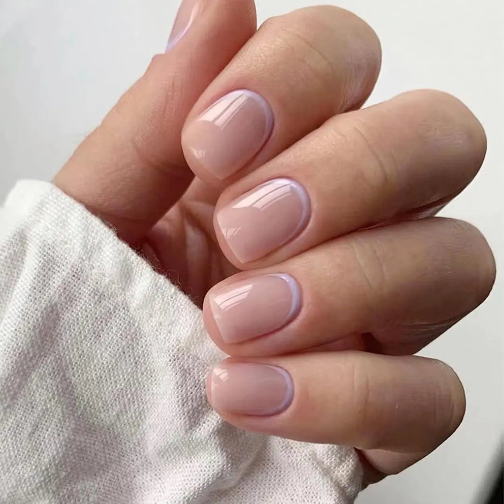 Curvlife Extra Short Squoval Press-On Nails Collection | 30PCS | Natural Nude & Pink Tones, Simple Cute, Soft Petal & Floral Styles, Glossy Jelly Finish | Summervibes | Non-Toxic Reusable Nails, Easy Application, Everyday Minimal Look for Daily Wear