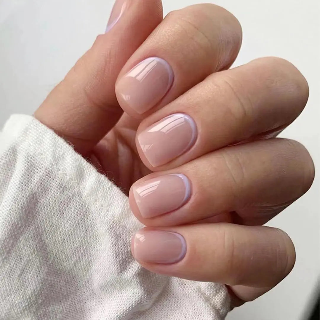 Curvlife Extra Short Squoval Press-On Nails Collection | 30PCS | Natural Nude & Pink Tones, Simple Cute, Soft Petal & Floral Styles, Glossy Jelly Finish | Summervibes | Non-Toxic Reusable Nails, Easy Application, Everyday Minimal Look for Daily Wear