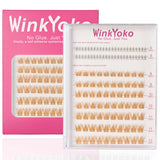 Self Adhesive Natural Lash Clusters-Fishtail Styles, Winkyoko No Glue Beginner Friendly Lashes, C Curl Diy Lash Extension, 8-14Mm Mixed Length Individval Natural-Look Eyelash Extension, Pre-Glued Long Lasting Lightweight Wispy Cat Eye Look No Glue Needed