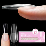 Beetles Tipex Lite Apex Nail Tips, 96/160/256/512PCS Pre-Etched Acrylic Nail Tips for Flat Nails & C-Curve Nail Beds, XS/S/M/L/XL Stiletto, Square, Almond & Coffin Nail Tips