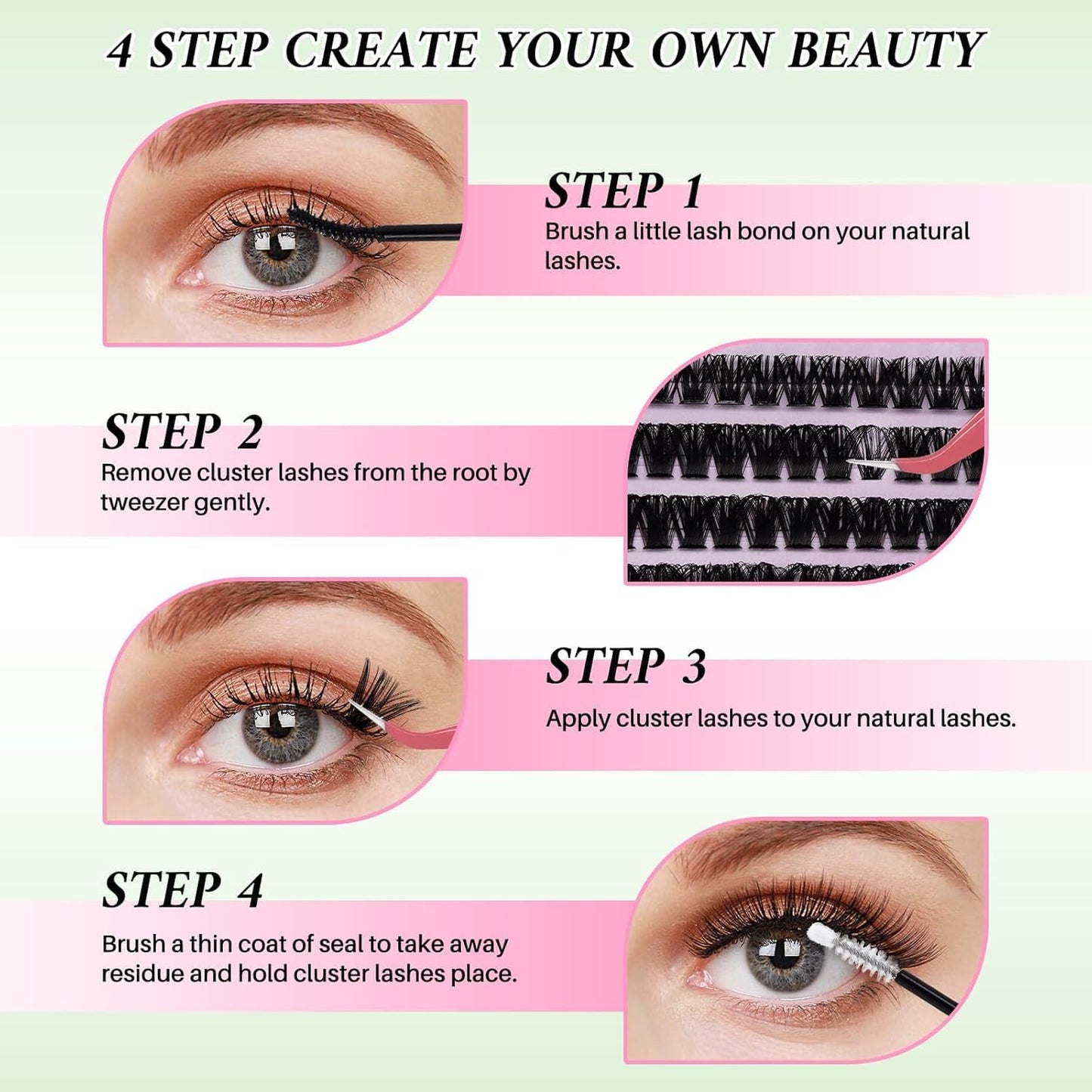 Lash Clusters Kit 640Pcs Eyelash Clusters Wispy Cluster Eyelash Extensions Pestañas Postizas Naturales Lash Extension Kit with Lash Bond&Seal,Lash Tweezers (Color-004)