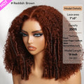 Unice 250% Density Reddish Brown Fluffy Afro Kinky Curly with Layered Finger Coil Ends Glueless 7X5 HD Lace Closure Human Hair Wigs No Slip Beginner-Friendly Natural Looking Summer Wig Super Brand Day