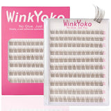 Self Adhesive Natural Lash Clusters-Fishtail Styles, Winkyoko No Glue Beginner Friendly Lashes, C Curl Diy Lash Extension, 8-14Mm Mixed Length Individval Natural-Look Eyelash Extension, Pre-Glued Long Lasting Lightweight Wispy Cat Eye Look No Glue Needed