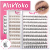 Self Adhesive Natural Lash Clusters-Fishtail Styles, Winkyoko No Glue Beginner Friendly Lashes, C Curl Diy Lash Extension, 8-14Mm Mixed Length Individval Natural-Look Eyelash Extension, Pre-Glued Long Lasting Lightweight Wispy Cat Eye Look No Glue Needed