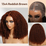 Unice 250% Density Reddish Brown Fluffy Afro Kinky Curly with Layered Finger Coil Ends Glueless 7X5 HD Lace Closure Human Hair Wigs No Slip Beginner-Friendly Natural Looking Summer Wig Super Brand Day