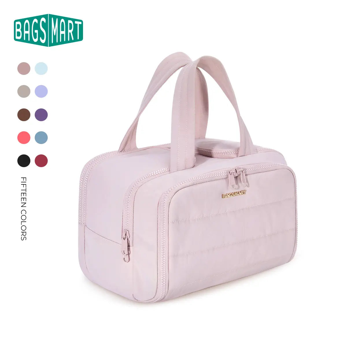 BAGSMART Crush 4-In-1 Puffy Multi-Functional Travel Toiletry Bag for Women Large Capacity Organizer with Handle for Accessories Essentials Toiletries Makeup Organizer Storage Bag Brush Pouch Travel Essentials Tiktokshopsummersale