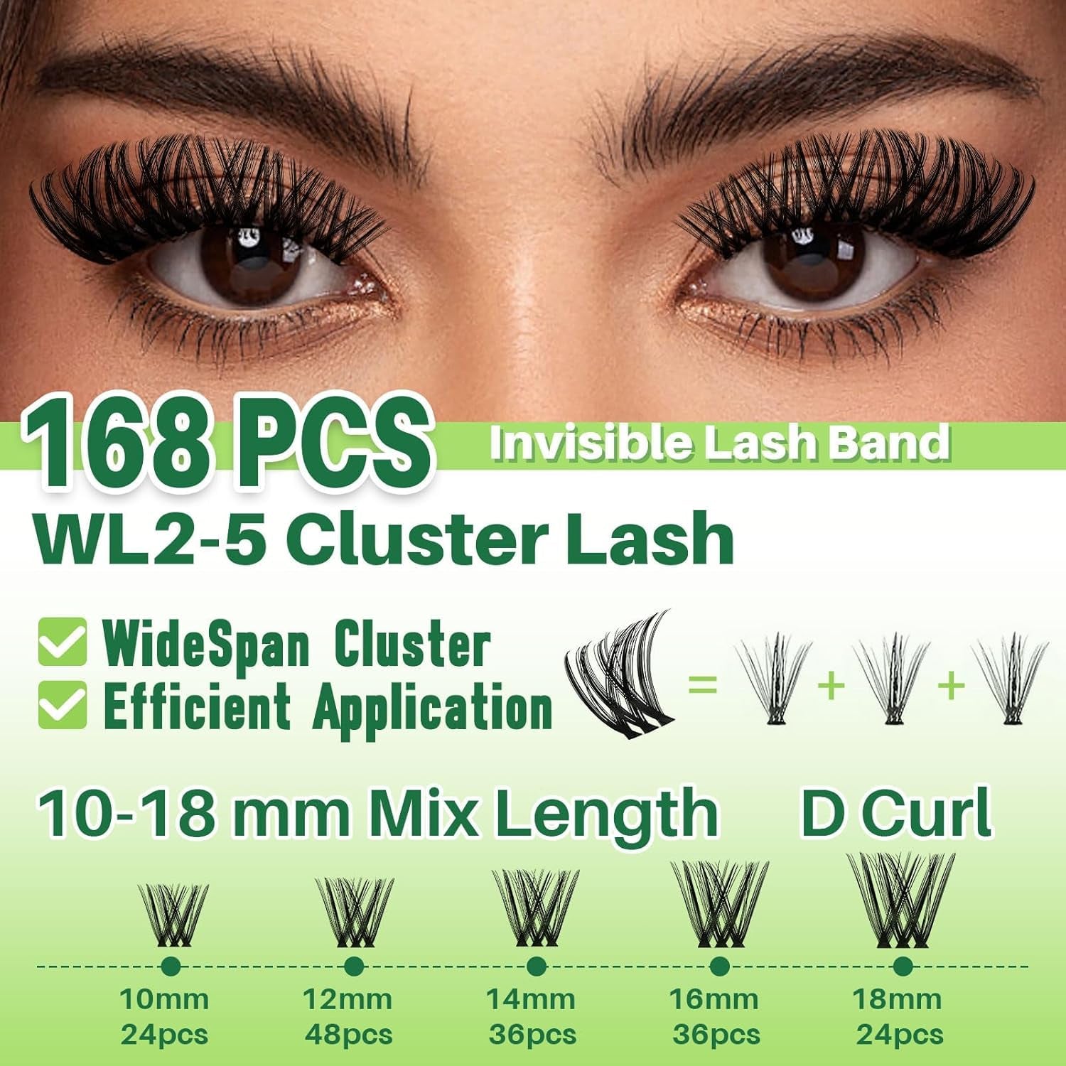 Lash Clusters Kit Wispy Eyelash Clusters Lashes Cluster Kit Cluster Eyelash Extensions Pestañas Postizas Naturales Thin Invisible Lash Band+Lash Bond&Seal,Tweezers (WL2-5 Kit)