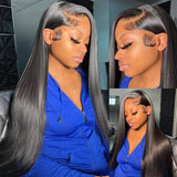 220% HD Lace Front Wigs Human Hair Pre Plucked 26 Inch | 12A 13X4 Lace Frontal Human Hair Wigs for Black Women Pre Bleached Small Knots Natural Hairline Natural Black Color