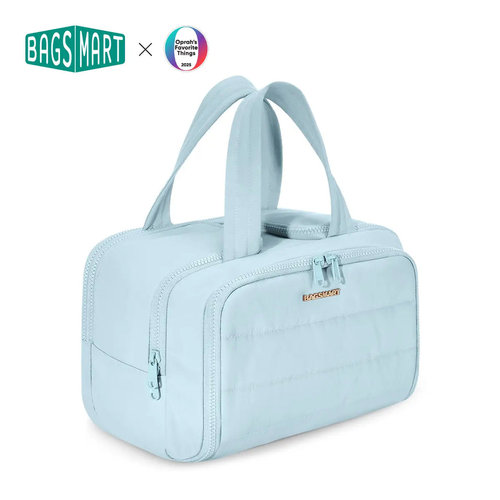 BAGSMART Crush 4-In-1 Puffy Multi-Functional Travel Toiletry Bag for Women Large Capacity Organizer with Handle for Accessories Essentials Toiletries Makeup Organizer Storage Bag Brush Pouch Travel Essentials Tiktokshopsummersale
