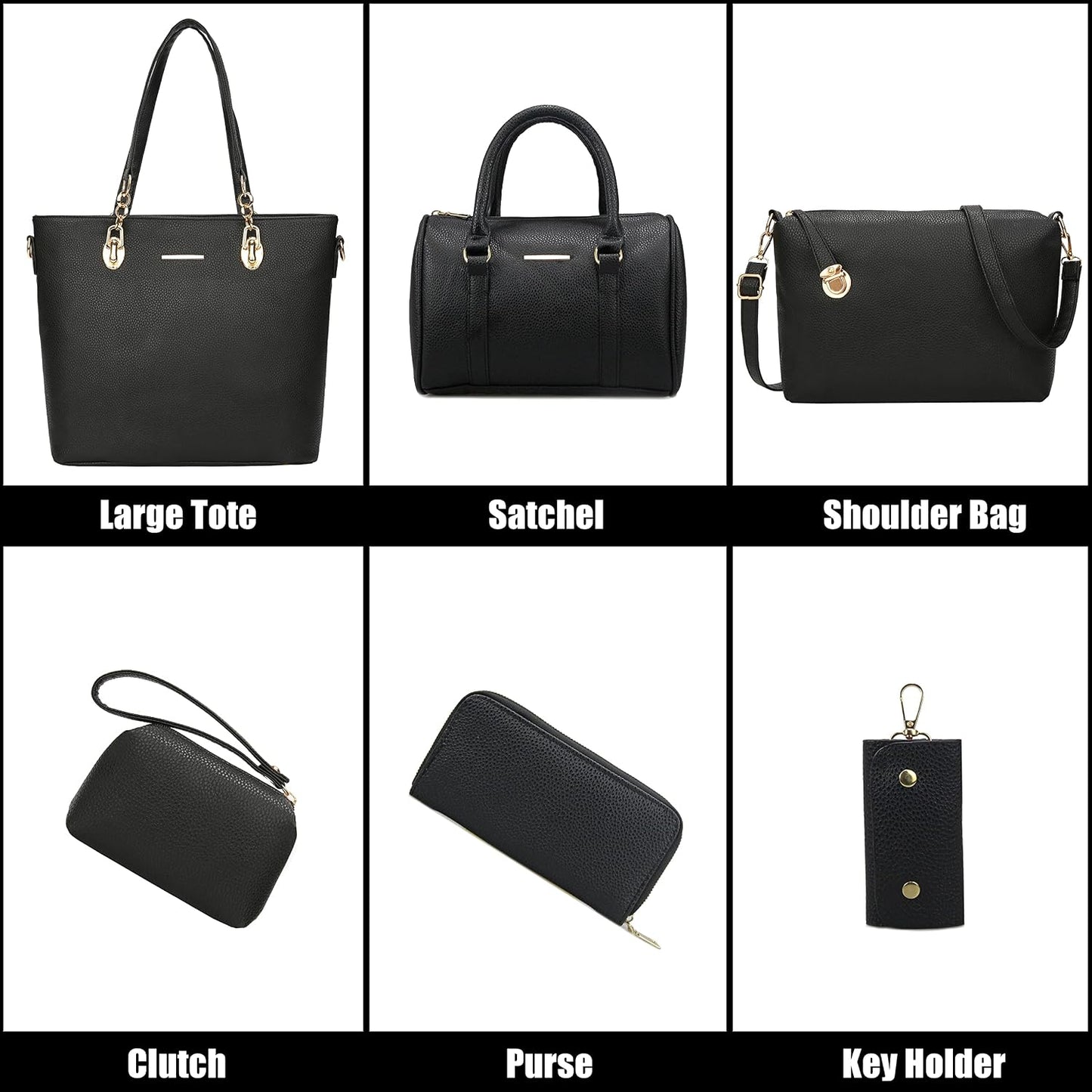 Purses and Handbags for Women Synthetic Leather Tote Crossbody Bags Satchel Purses Set 6Pcs | Set