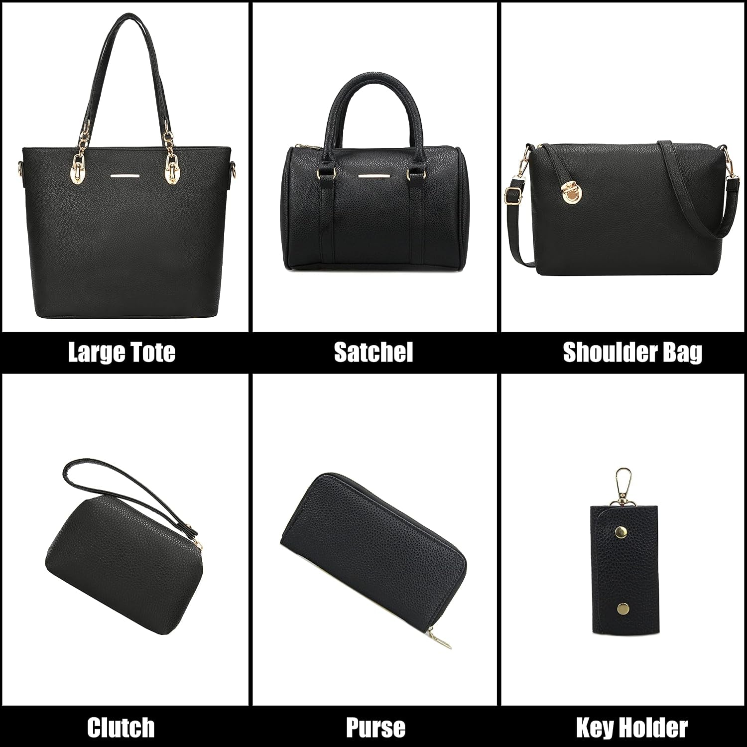 Purses and Handbags for Women Synthetic Leather Tote Crossbody Bags Satchel Purses Set 6Pcs | Set