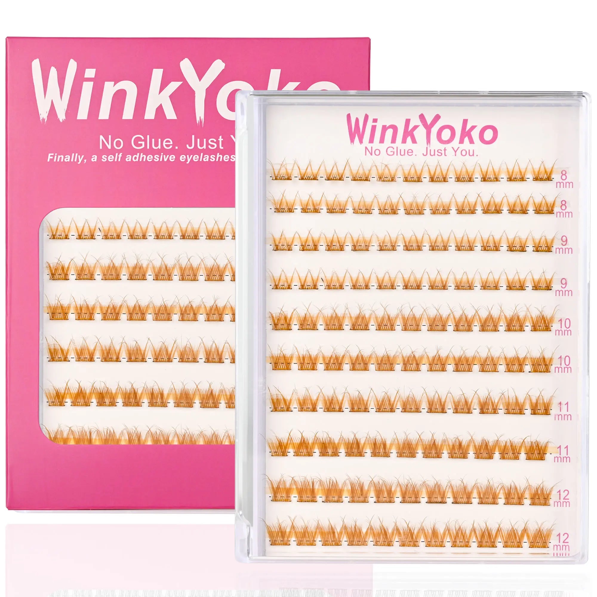 Self Adhesive Natural Lash Clusters-Fishtail Styles, Winkyoko No Glue Beginner Friendly Lashes, C Curl Diy Lash Extension, 8-14Mm Mixed Length Individval Natural-Look Eyelash Extension, Pre-Glued Long Lasting Lightweight Wispy Cat Eye Look No Glue Needed