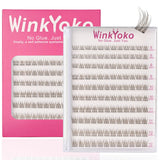 Self Adhesive Natural Lash Clusters-Fishtail Styles, Winkyoko No Glue Beginner Friendly Lashes, C Curl Diy Lash Extension, 8-14Mm Mixed Length Individval Natural-Look Eyelash Extension, Pre-Glued Long Lasting Lightweight Wispy Cat Eye Look No Glue Needed