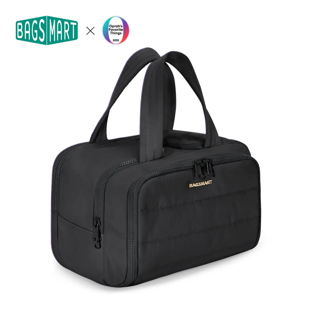 BAGSMART Crush 4-In-1 Puffy Multi-Functional Travel Toiletry Bag for Women Large Capacity Organizer with Handle for Accessories Essentials Toiletries Makeup Organizer Storage Bag Brush Pouch Travel Essentials Tiktokshopsummersale