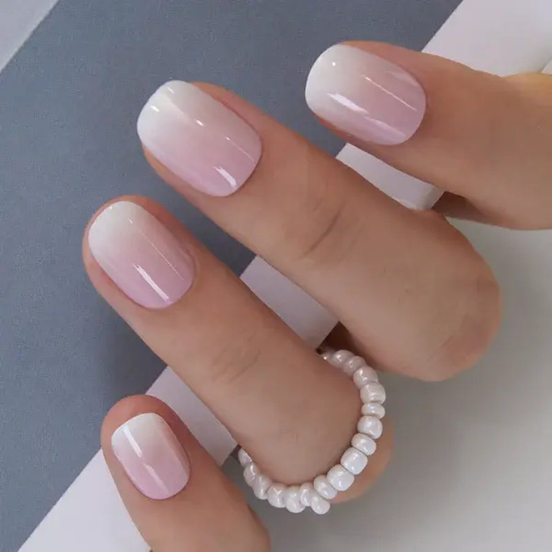 Curvlife Extra Short Squoval Press-On Nails Collection | 30PCS | Natural Nude & Pink Tones, Simple Cute, Soft Petal & Floral Styles, Glossy Jelly Finish | Summervibes | Non-Toxic Reusable Nails, Easy Application, Everyday Minimal Look for Daily Wear