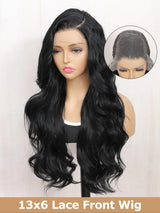 Lehanhair 24 Inch Long Body Wave Wig for Women, Gorgeous Fluffy No-Bangs Synthetic Hair Wigs Heat Resistant 13X6 Lace Front Wig for Daily Wear Wig and Parties, Glueless Wig, Fluffy Effortless Wig, Fashion Fluffy Wigs