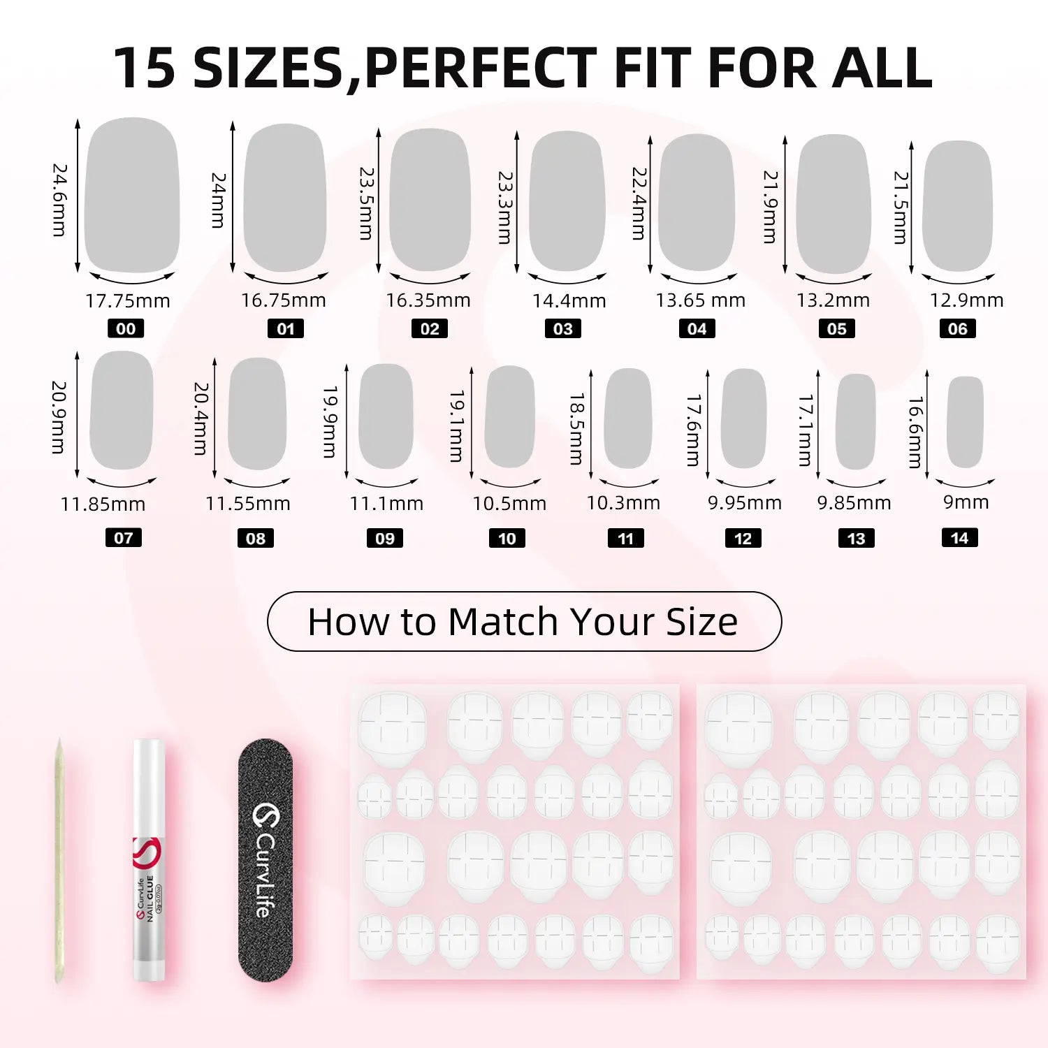 Curvlife Extra Short Squoval Press-On Nails Collection | 30PCS | Natural Nude & Pink Tones, Simple Cute, Soft Petal & Floral Styles, Glossy Jelly Finish | Summervibes | Non-Toxic Reusable Nails, Easy Application, Everyday Minimal Look for Daily Wear
