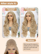 Lehanhair 24 Inch Long Body Wave Wig for Women, Gorgeous Fluffy No-Bangs Synthetic Hair Wigs Heat Resistant 13X6 Lace Front Wig for Daily Wear Wig and Parties, Glueless Wig, Fluffy Effortless Wig, Fashion Fluffy Wigs