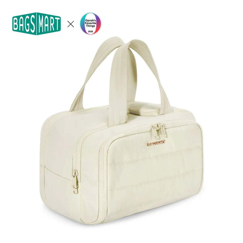 BAGSMART Crush 4-In-1 Puffy Multi-Functional Travel Toiletry Bag for Women Large Capacity Organizer with Handle for Accessories Essentials Toiletries Makeup Organizer Storage Bag Brush Pouch Travel Essentials Tiktokshopsummersale