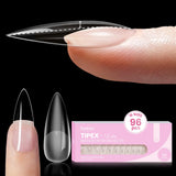 Beetles Tipex Lite Apex Nail Tips, 96/160/256/512PCS Pre-Etched Acrylic Nail Tips for Flat Nails & C-Curve Nail Beds, XS/S/M/L/XL Stiletto, Square, Almond & Coffin Nail Tips