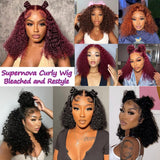 Curly Human Hair Wig 13X6 Ready to Wear Glueless Wigs Human Hair HD Lace Frontal Wigs 14Inch 180 Density Virgin Human Hair Pre Plucked Pre Cut Bleached Knots for Women