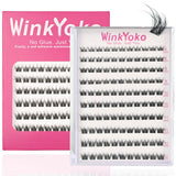 Self Adhesive Natural Lash Clusters-Fishtail Styles, Winkyoko No Glue Beginner Friendly Lashes, C Curl Diy Lash Extension, 8-14Mm Mixed Length Individval Natural-Look Eyelash Extension, Pre-Glued Long Lasting Lightweight Wispy Cat Eye Look No Glue Needed