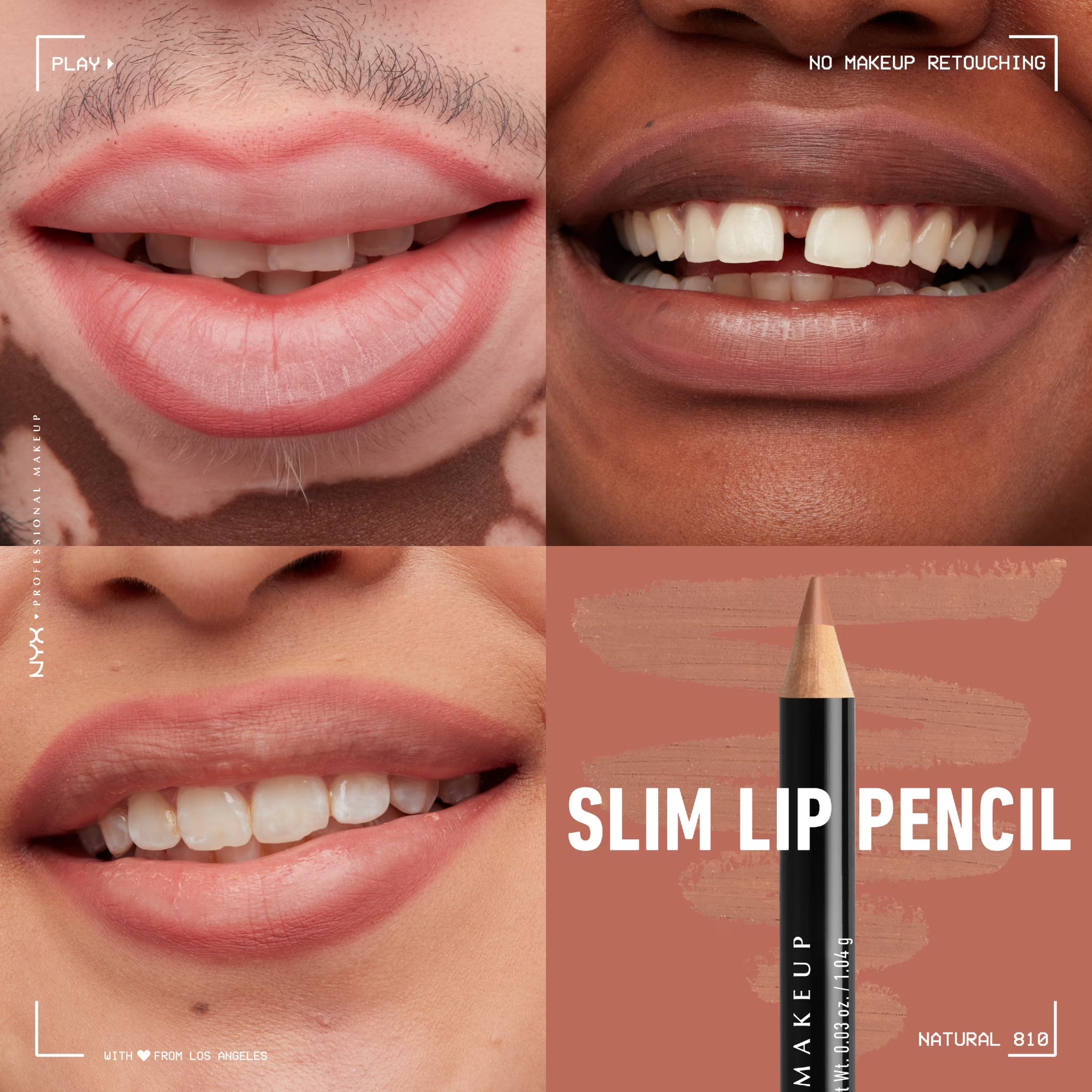 Slim Lip Pencil, Long-Lasting Creamy Lip Liner, Natural, 0.035 Oz