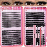 Lash Clusters Kit 640Pcs Eyelash Clusters Wispy Cluster Eyelash Extensions Pestañas Postizas Naturales Lash Extension Kit with Lash Bond&Seal,Lash Tweezers (Color-004)
