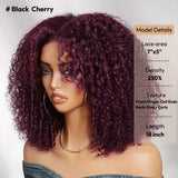 Unice 250% Density Reddish Brown Fluffy Afro Kinky Curly with Layered Finger Coil Ends Glueless 7X5 HD Lace Closure Human Hair Wigs No Slip Beginner-Friendly Natural Looking Summer Wig Super Brand Day