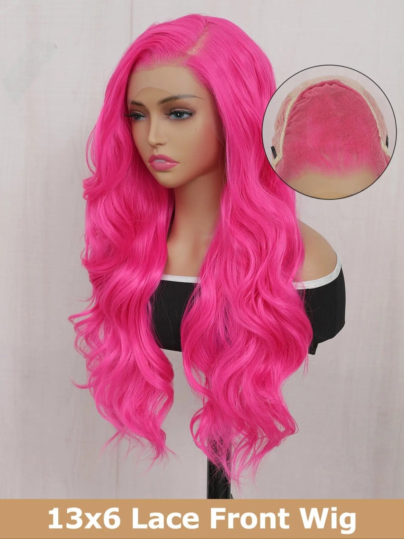 Lehanhair 24 Inch Long Body Wave Wig for Women, Gorgeous Fluffy No-Bangs Synthetic Hair Wigs Heat Resistant 13X6 Lace Front Wig for Daily Wear Wig and Parties, Glueless Wig, Fluffy Effortless Wig, Fashion Fluffy Wigs